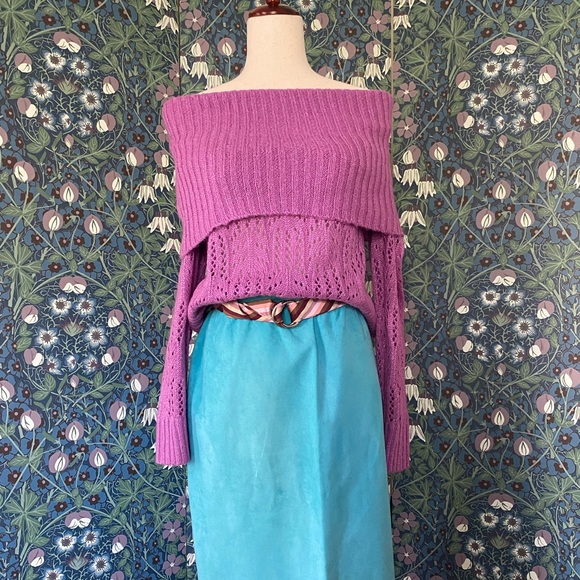 Vintage off the shoulder sweater in pink, size M/L - Picture 2 of 4